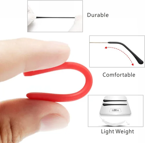 Miniatura 3 de KECHIO Puntas de silicona antideslizantes para lentes de oreja, reemplazo de tubo para patas de gafas de metal fino, 3 negro/2 marrón