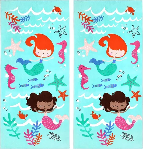 Miniatura 12 de BEN KAUFMAN SALES CO Juego de toallas de playa estampadas, toallas de playa de gran tamaño para niños, algodón suave y de secado rápido con diseño