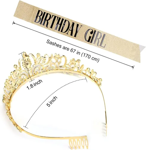 Miniatura 7 de COCIDE Juego de Banda y Tiara de Pedrería para Niña de Cumpleaños - Banda de Cumpleaños Plateada y Tiara para Mujeres - Accesorios para el Cabello