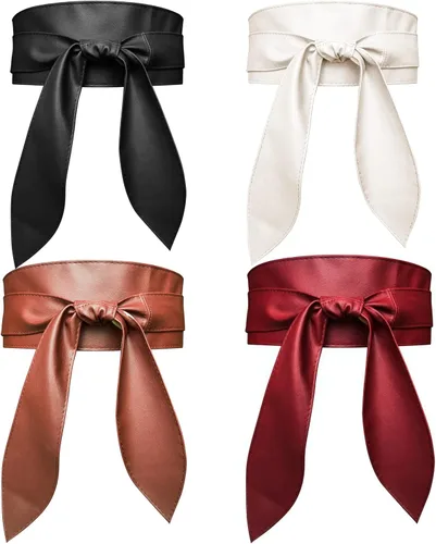 Cinturón ancho de piel sintética para mujer, cinturón de Obi, cinturón de cincha con lazo, color brillante para vestido