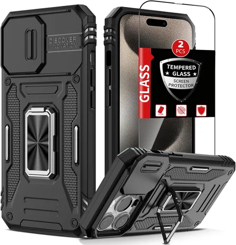 Miniatura 29 de Funda para iPhone 12 Pro Max con 2 protectores de pantalla, cubierta deslizante integrada para cámara para 12Pro Max, funda para teléfono
