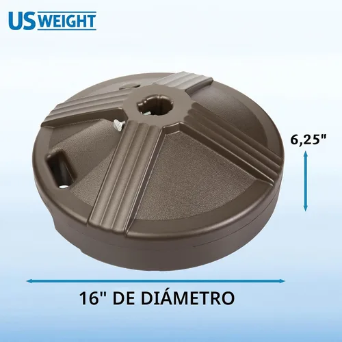 Miniatura 3 de US Weight Base de sombrilla duradera y rellenable para mesa de patio, capacidad de 50 libras, soporte ajustable resistente para sombrillas al aire