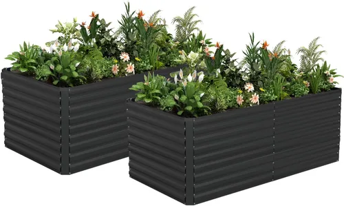 Miniatura 23 de NAVINE Cama de jardín elevada de 8 x 4 x 2 pies, macetas elevadas de metal grande, macetas para plantas al aire libre para verduras, flores