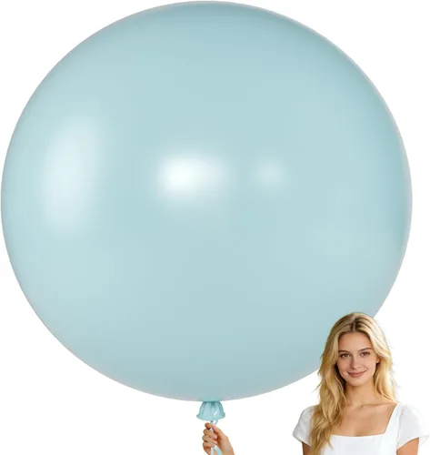 KALOR Globos gigantes retro azul brumoso de 36 pulgadas, paquete de 6 globos de látex grandes redondos retro azul brumoso para aniversario,