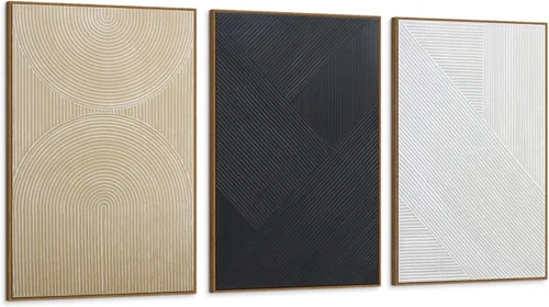 Miniatura 19 de Zessonic - Arte de pared abstracto en negro y oro - Decoración 2 piezas 16 x 24 pulgadas, lienzo en blanco y negro con lámina dorada para sala