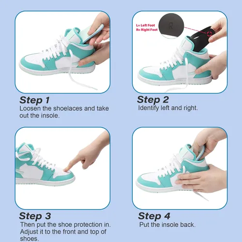 Miniatura 3 de YOLOPARK 4 pares de protectores de arrugas para zapatos zapatillas AF1s, Dunks y más, protector antiarrugas para hombres 7.5-13 mujeres 5-8.5