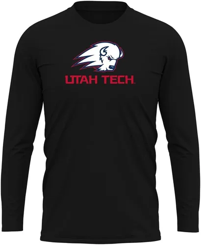 Miniatura 134 de Camisa deportiva de manga larga oficial de la NCAA Collegiate para hombre, colección negra con logotipo primario