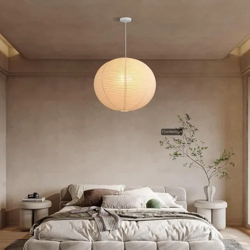 Miniatura 5 de Kit de luz colgante de papel de arroz grande, luces de linterna de papel de globo blanco de 20 pulgadas, base E26, lámpara de linterna colgante