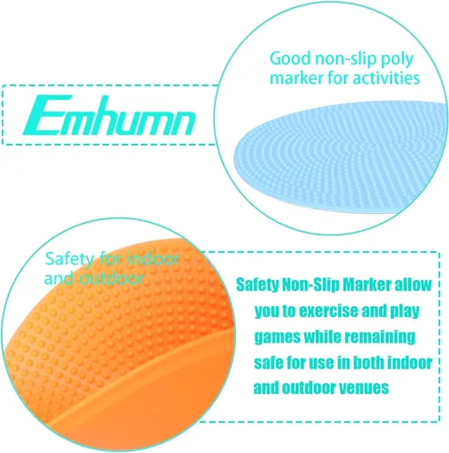 Miniatura 4 de Marcadores de punto Emhumn de 4 pulgadas y 9 pulgadas de polietileno para puntos de agilidad para entrenamiento en gimnasio/educación física, baile