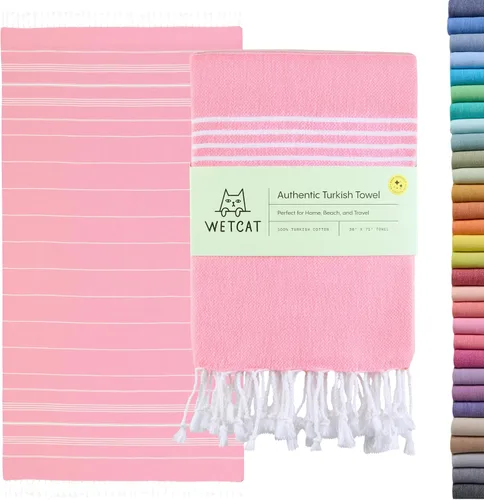 Miniatura 42 de WETCAT Toalla de playa original turca (39 x 71) – Peshtemal prelavado, 100% algodón, muy absorbente, de secado rápido y ultra suave, seguro