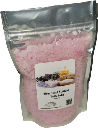 Sales de baño | Bolsa de 1 libra | Aroma de pétalo de rosa | Baño | Cuidado del cuerpo | Belleza | Relajación | Spa ((1) bolsa de 1 libra)