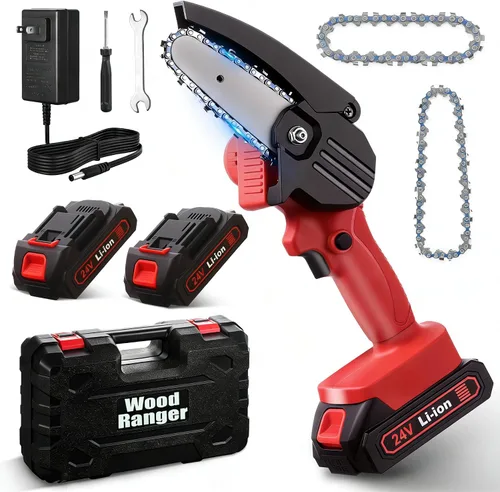 Miniatura 8 de Wood Ranger - Mini motosierra eléctrica de 4 pulgadas, motosierra eléctrica portátil inalámbrica para patio, hogar y jardín, corte de madera, poda