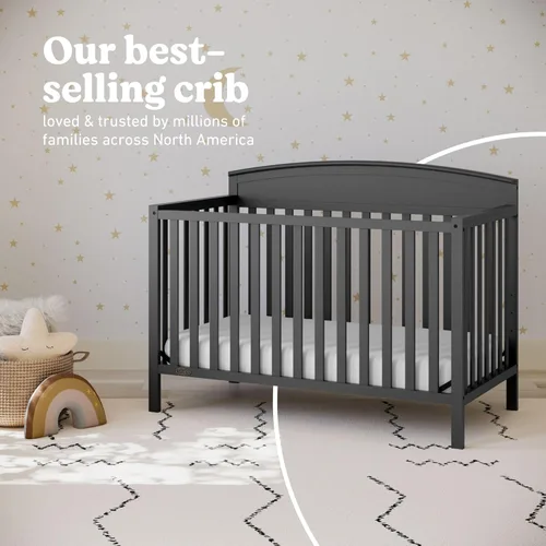 Miniatura 4 de Graco Benton 5 en 1 Cuna Convertible (Gris) – Certificado GREENGUARD Gold, se convierte de cuna para bebé a cama infantil, diván y cama