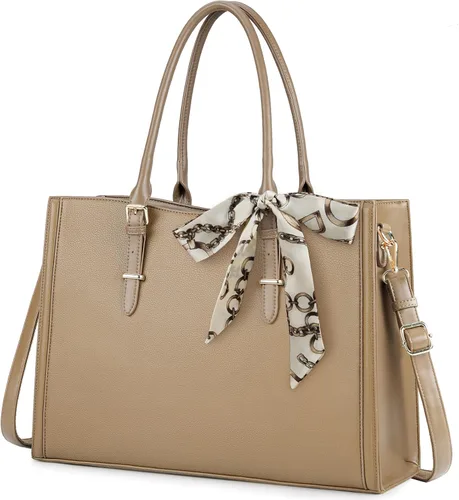 Miniatura 8 de IGOLUMON Bolsa para laptop para mujer de 15.6 pulgadas, impermeable, bolsa de trabajo de cuero, maletín para computadora, oficina, profesional