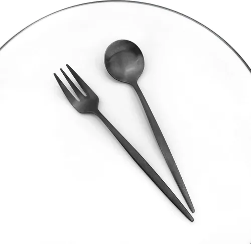 Miniatura 4 de Cucharas de café expreso negro mate, mini cucharas de té para café, cucharas pequeñas de acero inoxidable de 5.11 pulgadas para postre, juego de 6