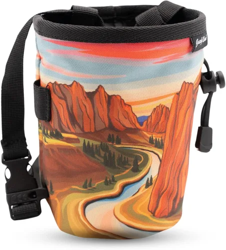 Miniatura 9 de Bolsa de tiza para escalada en roca, para exteriores, gimnasio y bouldering, cinturón ajustable, cierre de cordón duradero y bolsillo con cremallera