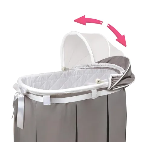 Miniatura 5 de Moisés oval Badger Basket Wishes, con falda completa, gris