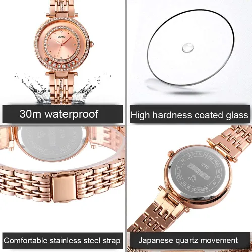 Miniatura 5 de SKMEI Lady Watches for Women Female Bling Dress Fashion Luxury Diamond Business Casual Analog Quartz Waterproof Stainless Steel Wristwatches Gifts