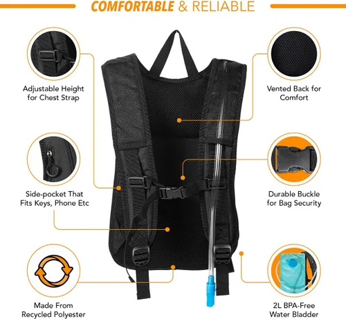 Miniatura 2 de Vibe Festival Gear Mochila de hidratación con bolsa de agua de 2 L para mujeres, hombres, adolescentes y niños, Hydropack Hydro Sports, al aire