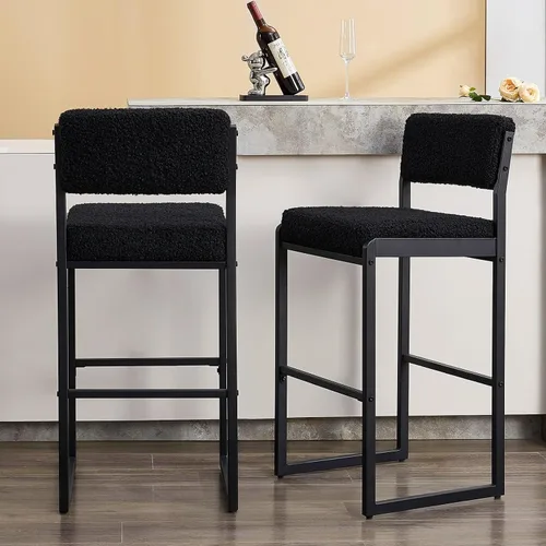 Miniatura 24 de SAECKBERG Taburetes de bar modernos de altura de mostrador, sillas de barra de 26 pulgadas de altura con respaldo, taburetes tapizados, taburetes