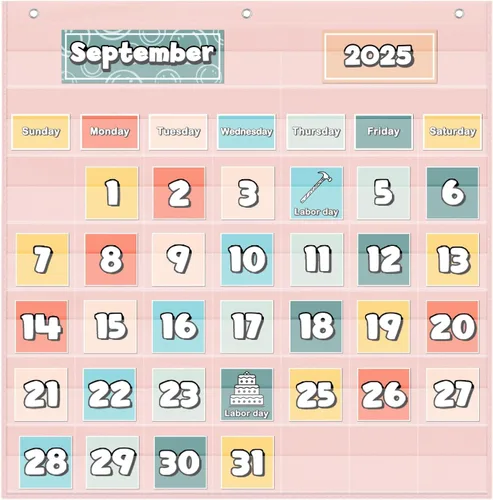 Miniatura 10 de EAMAY Calendario mensual de bolsillo para el aula para tarjetas de 2.75 * 2.75, suministros de escuela en casa y artículos imprescindibles