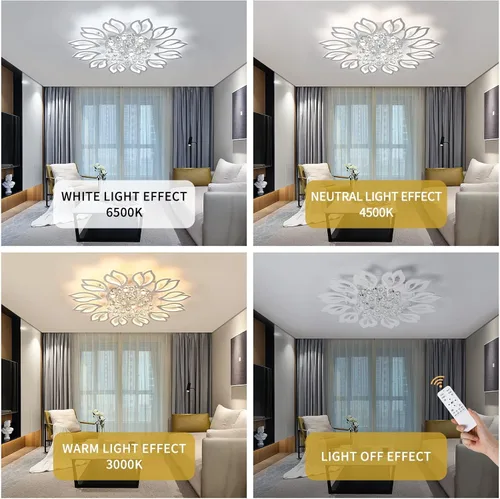 Miniatura 4 de Tioolo Lámpara de techo moderna, lámpara de techo LED regulable, lámpara de araña en forma de flor de 12 cabezales con control remoto, accesorio