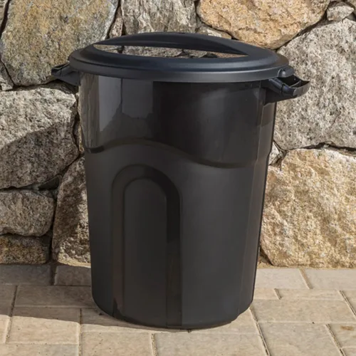 Miniatura 6 de United Solution TI0087 - Contenedor de basura redondo de 20 galones, color negro, fácil de transportar con construcción resistente, asas de paso