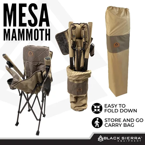 Miniatura 6 de Black Sierra - Silla de campamento de gran tamaño con respaldo alto para adultos, soporta 500 libras, silla plegable portátil XL resistente