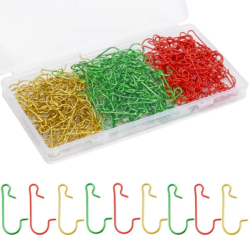 Miniatura 7 de OCTERIC 300 ganchos de metal en forma de C para adornos de Navidad, ganchos de alambre de metal con caja de almacenamiento para árboles, bolas