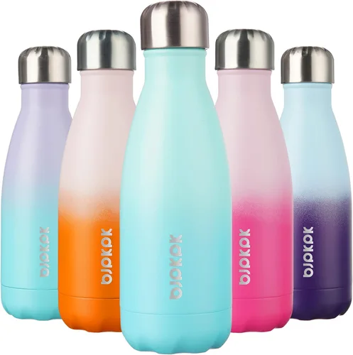 Miniatura 10 de BJPKPK Botellas de agua de acero inoxidable con aislamiento de 17 onzas, mantiene el frío y el calor, brillante oro rosa Oro rosa brillante
