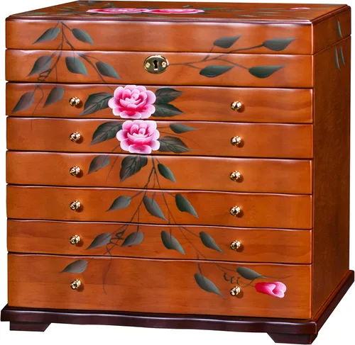 Miniatura 7 de Joyeros de madera pintados a mano para mujeres, caja grande de joyas y organizadores para colgar collares, organizador de joyas, caja