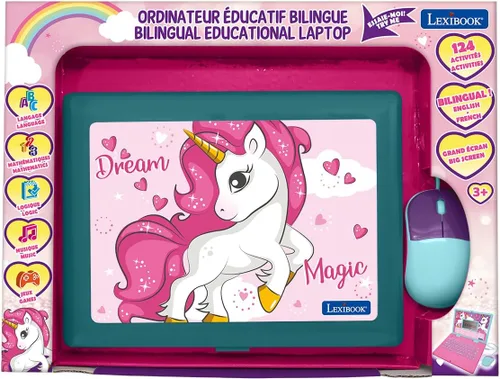 Miniatura 4 de LEXiBOOK - Ordenador portátil educativo y bilingüe Unicornio español/inglés - Juguetes para niños con 124 actividades para aprender matemáticas