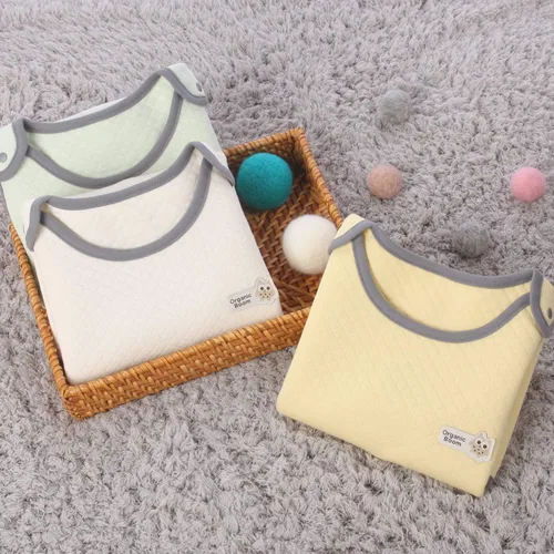 Miniatura 5 de 100% algodón orgánico pastel bebé dormir acolchado jacquard chaleco suave manta portátil Amarillo claro