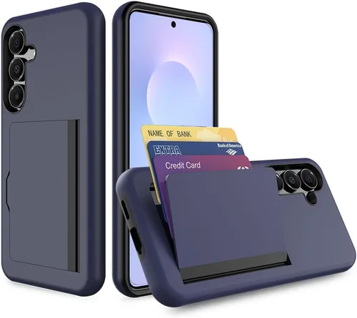 Miniatura 12 de Funda para Samsung Galaxy S25 con tarjetero, ranura para tarjeta de crédito Funda protectora tipo cartera - Negro