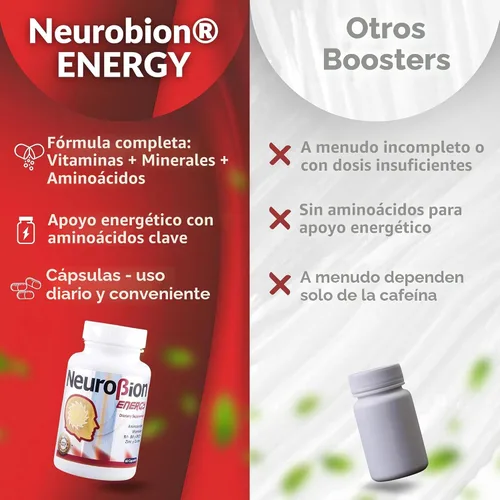 Miniatura 6 de 60 Cápsulas Neurobion Energy - Aminoácidos Vitamina B1 B2 B6 B12 - Aumenta la Alerta Mental y la Resistencia