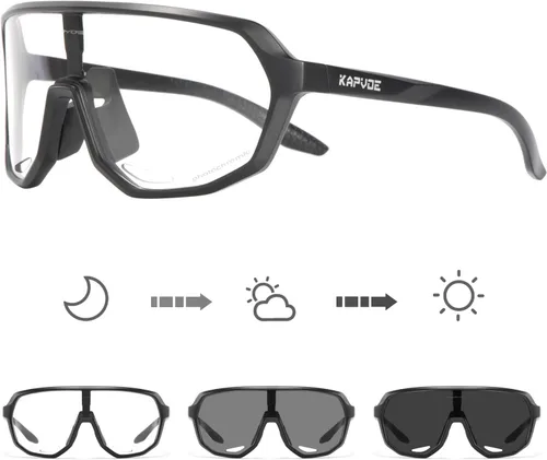 KAPVOE Gafas de ciclismo fotocromáticas para hombres y mujeres, gafas de sol de bicicleta de montaña, gafas deportivas con protección UV