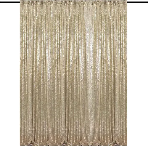 Miniatura 10 de Cortinas de fondo de lentejuelas negras con purpurina de 2 x 8 pies, 4 paneles para decoración de bodas, fiestas de cumpleaños, despedidas de Negro