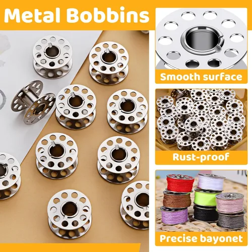 Miniatura 3 de LOKUNN 25 bobinas de metal, bobinas de metal para máquina de coser con estuche de bobina, bobinas Sa156, bobinas clase 15, bobinas para máquina