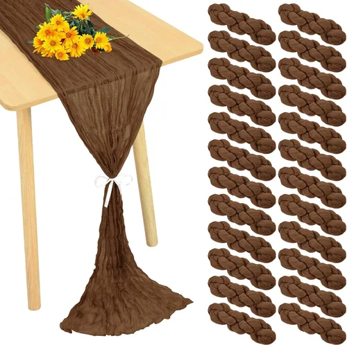 Miniatura 17 de Paquete de 24 caminos de mesa de estopilla de 20 x 120 pulgadas, camino de mesa de tela de queso a granel, romántico, bohemio, tela de gasa Beige