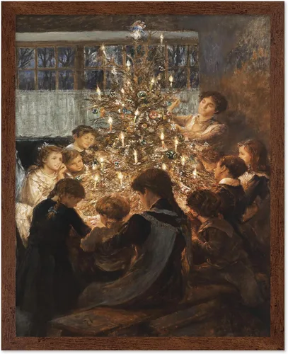 Miniatura 40 de Poster Master Impresión de pintura vintage de árbol de Navidad, póster retro de vacaciones, arte de invierno, diseño abstracto melancólico de pared