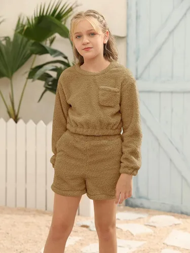 Miniatura 2 de Mafulus Conjunto de pantalones de dos piezas para niñas, cómodos, ligeros, de manga larga, con bolsillos