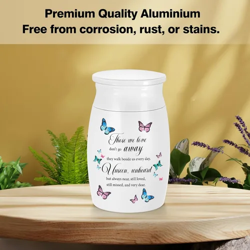 Miniatura 4 de Urnas pequeñas para cenizas humanas de 3 pulgadas, mini urna conmemorativa de aluminio, pequeña urna de recuerdo, mariposa, mini cremación, urna