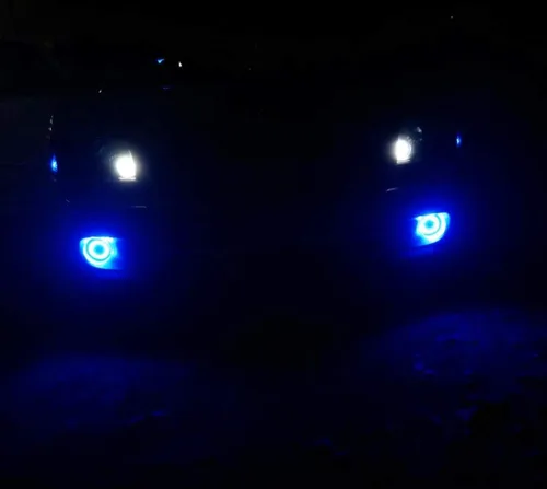 Miniatura 8 de iJDMTOY - Ajuste universal, 3 pulgadas, lámparas de luz antiniebla con ledes 40-SMD, halógenas, anillos Angel Eyes, para cualquier auto., Ultra azul