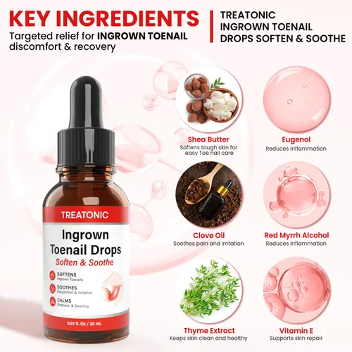 Miniatura 4 de Treatonic Kit de Tratamiento de Uñas Encarnadas – Gotas Suavizantes de Uñas y Conjunto de Cortaúñas de Precisión para Eliminación para el Cuidado