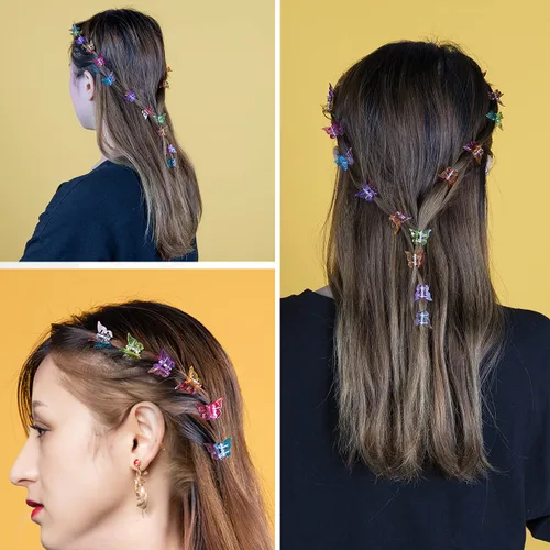 Miniatura 7 de 50 pinzas para el cabello de mariposa, pinzas para el cabello para mujeres y niñas, mini pinzas para el cabello de color gelatina, accesorios