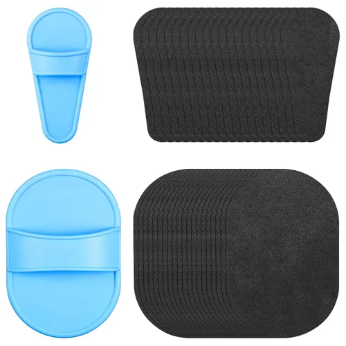 Miniatura 8 de Kit de exfoliación suave de 102 piezas para mujeres y niñas, piernas lisas y almohadillas de depilación facial en 2 tamaños, 100 piezas de papel
