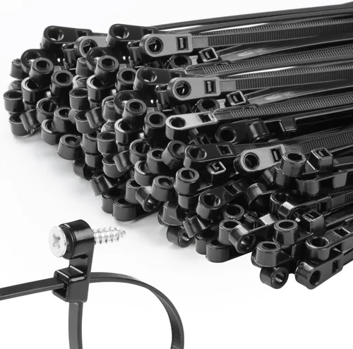 Miniatura 8 de 200 PCS 4 inch Black Zip Ties with Screw Hole 50lbs Mountable head Cable Ties Straps Multipurpose Heavy Duty Nylon Cable Zip Ties with Screw