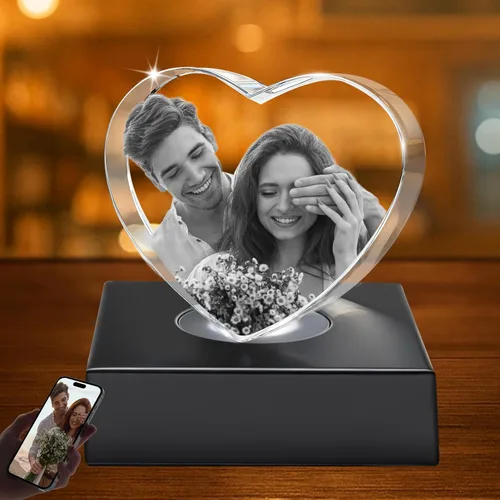Miniatura 14 de Regalos de fotos de cristal 3D personalizados con grabado láser 3D, marcos de fotos personalizados, aniversario, cumpleaños, boda, regalo
