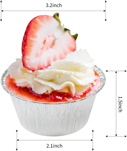 Miniatura 4 de Tazas de papel de aluminio para hornear, Ramekin desechables de 4 onzas, forros de aluminio para cupcakes, 150 piezas de papel plateado