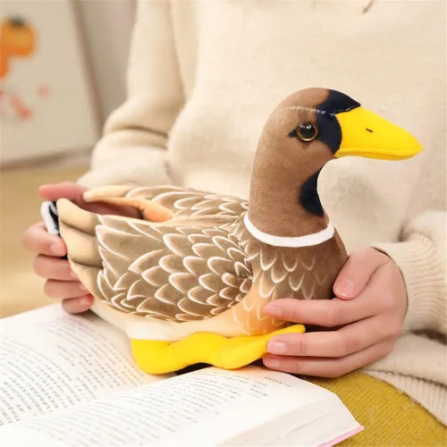 Miniatura 3 de JIANEEXSQ Regalo realista del animal de peluche del pato de la mazardo para los niños (marrón)